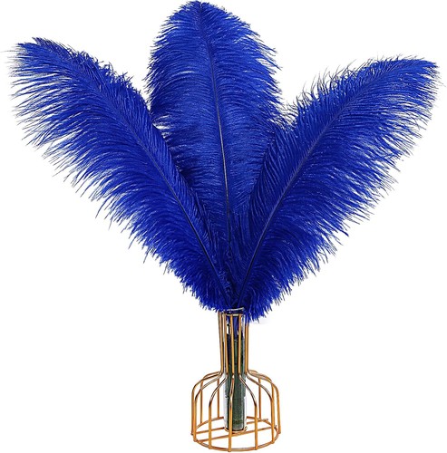 Blue ostrich feathers - feathers, 12pcs