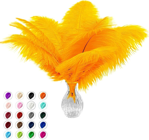 Pcs gold ostrich feathers - 20,